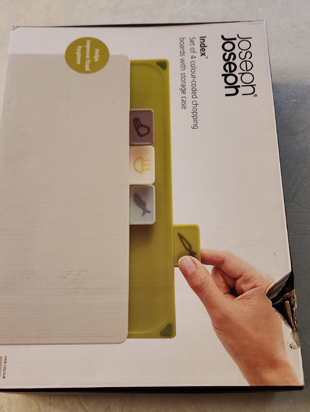 NIB Joseph Joseph Index Set Of 4 Color Coded Chopping Boards With Storage Case - Picture 3 of 9